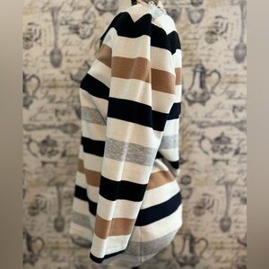 Talbots Beige and White Zip-Up Jacket